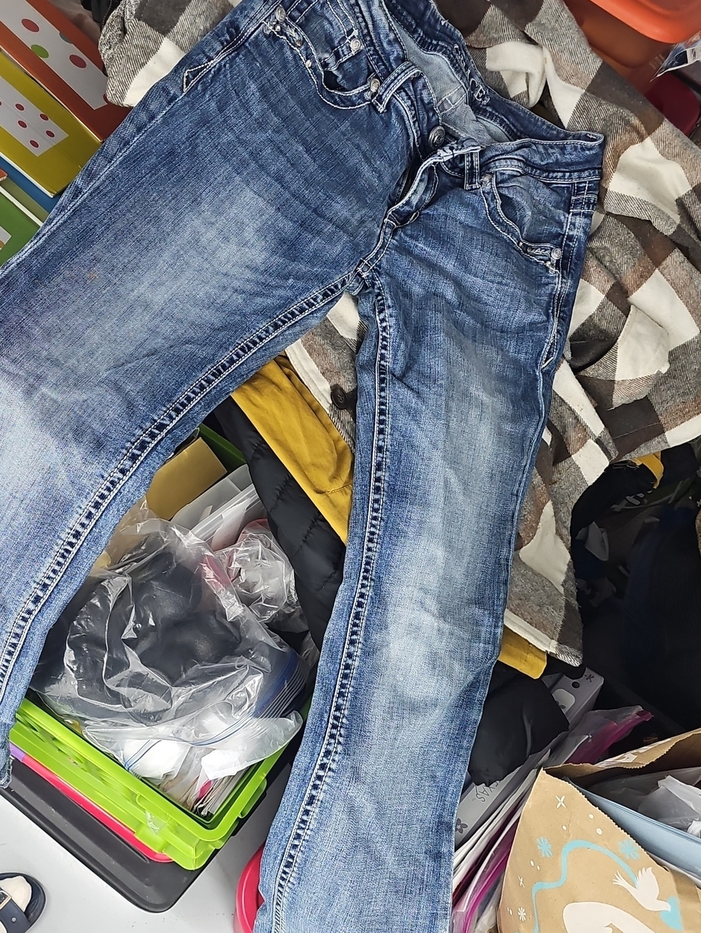 Grace In LA Blue Washed Straight Jeans